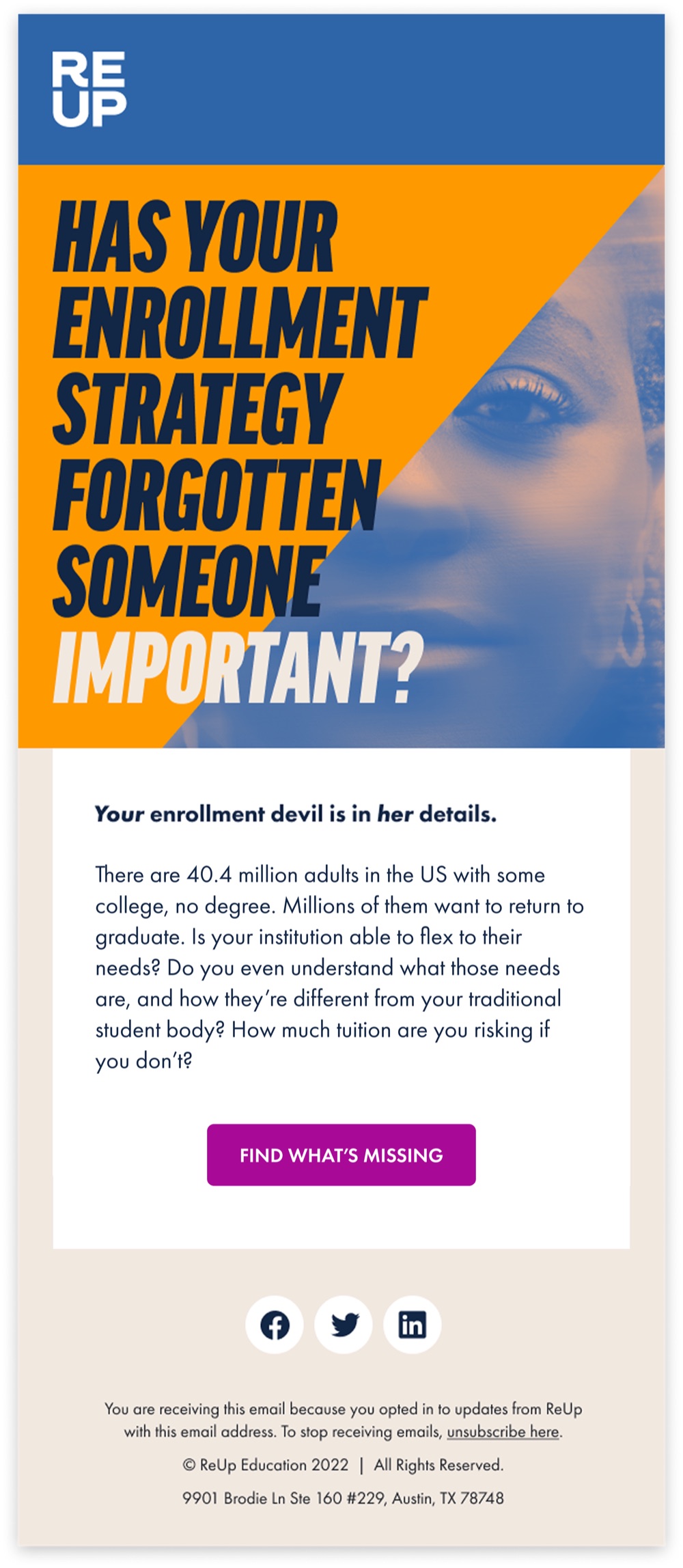 ReUp B2B campaign email