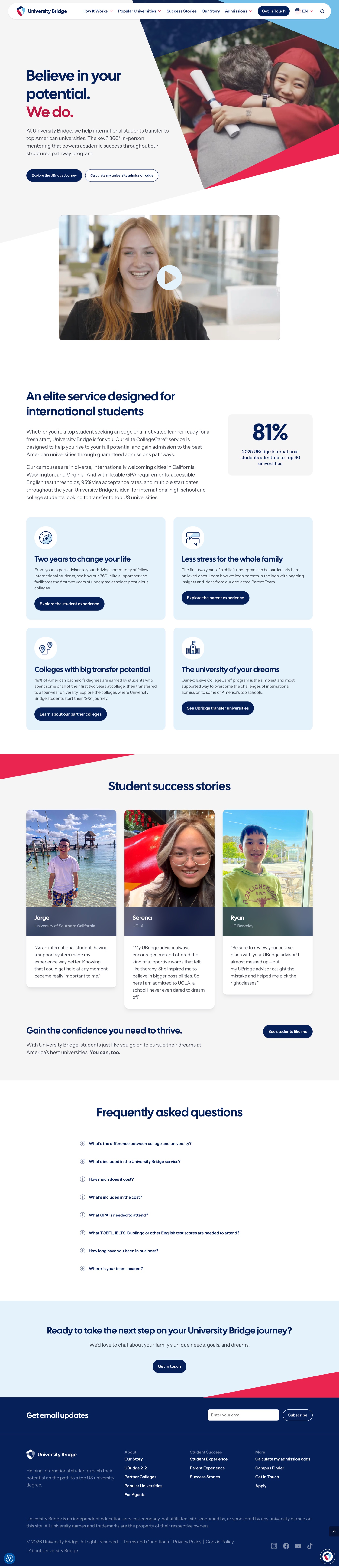 University Bridge website homepage